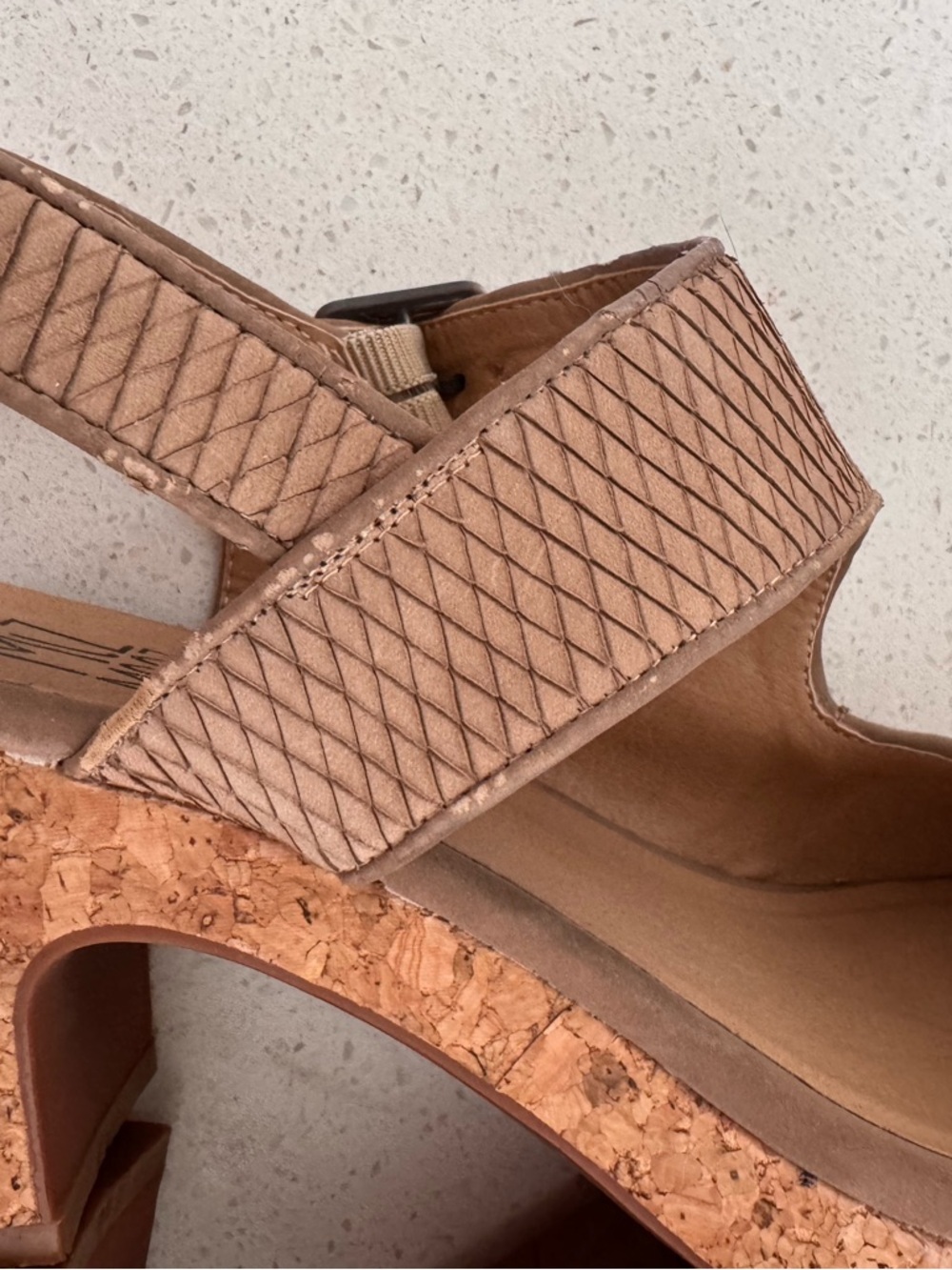 Miz Mooz Cosma Beige/Tan Textured Slingback Sandals Block Heel Sz 6.5 - Picture 14 of 16